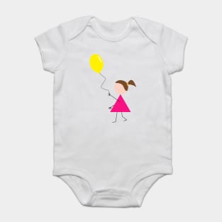 Girl with Yellow Balloon Baby Bodysuit